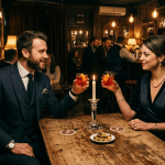 personas en speakeasy bar tomando Negroni